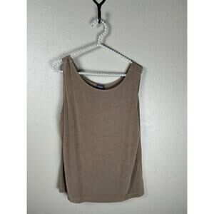 Chicos Travelers Size 2 US Large Tank Top Shell Dark Gold Tan Sleeveless Slinky